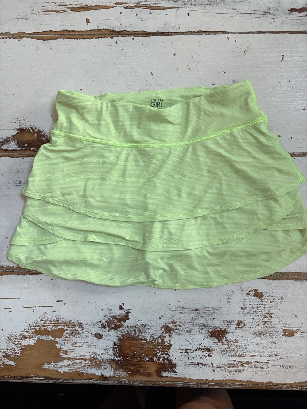 Athleta Light Neon Yellow Tiered Skater Skirt size L/12